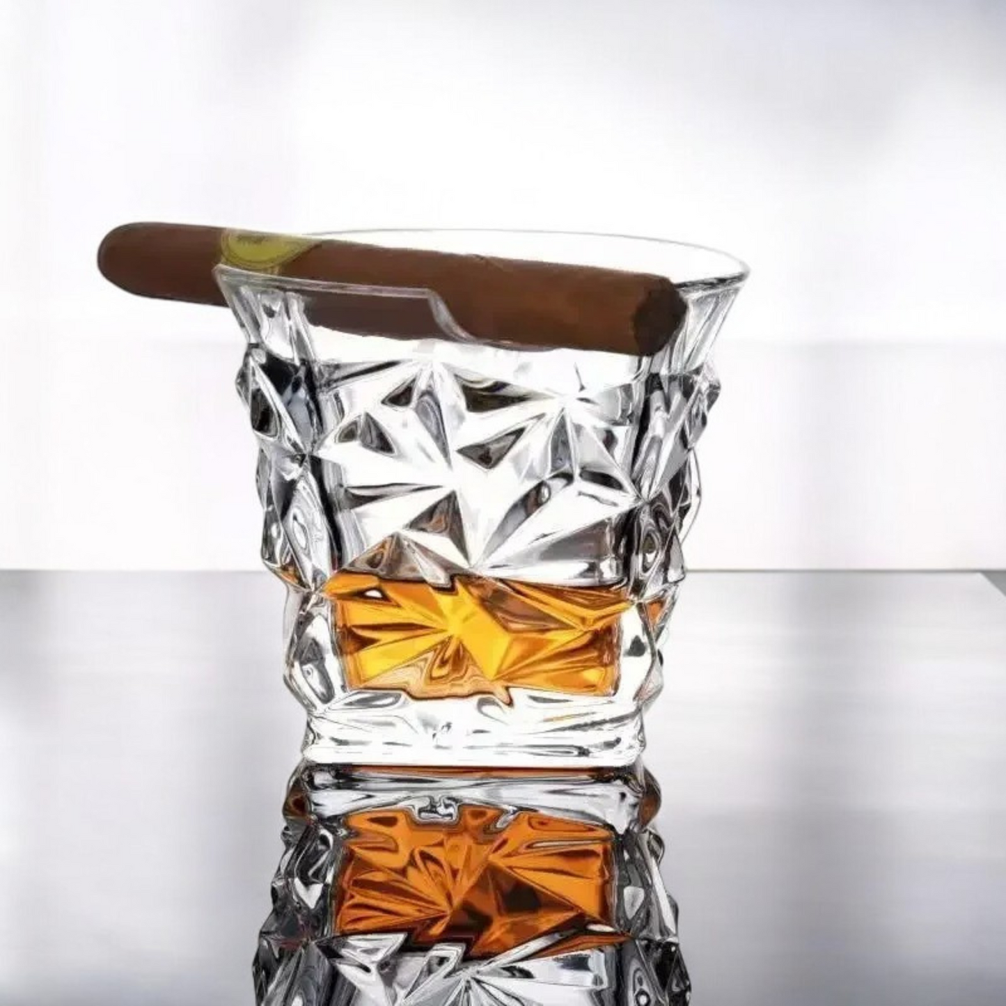 Fashion Whiskey Glass With Cigar Cup, Whiskey Glass, Whiskey And Cigar Lover, Great Gift For Men, Groomsmen Proposal