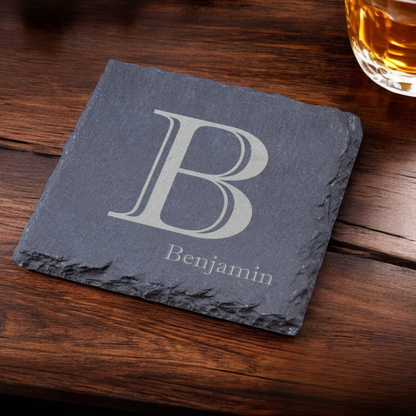 Engraved Slate Coaster, Personalized Coaster, Drinking Coaster, Monogrammed Coaster, Coaster Set, Custom Whiskey Coaster