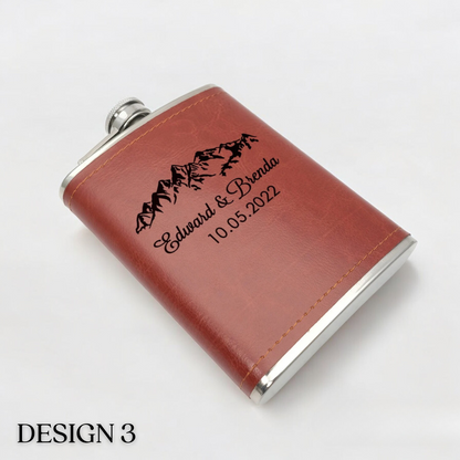 Custom Engraved Whiskey Flask, Engraved Leather Flask, Best Gift For Men, Best Man Proposal, Custom Whiskey Flask