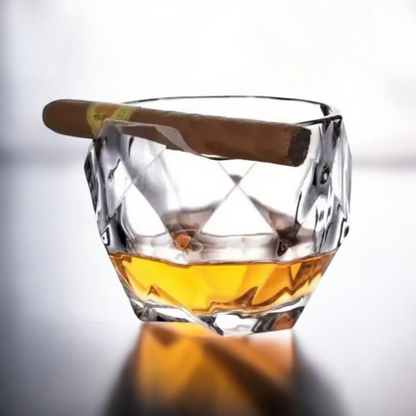 Fashion Whiskey Glass With Cigar Cup, Whiskey Glass, Whiskey And Cigar Lover, Great Gift For Men, Groomsmen Proposal