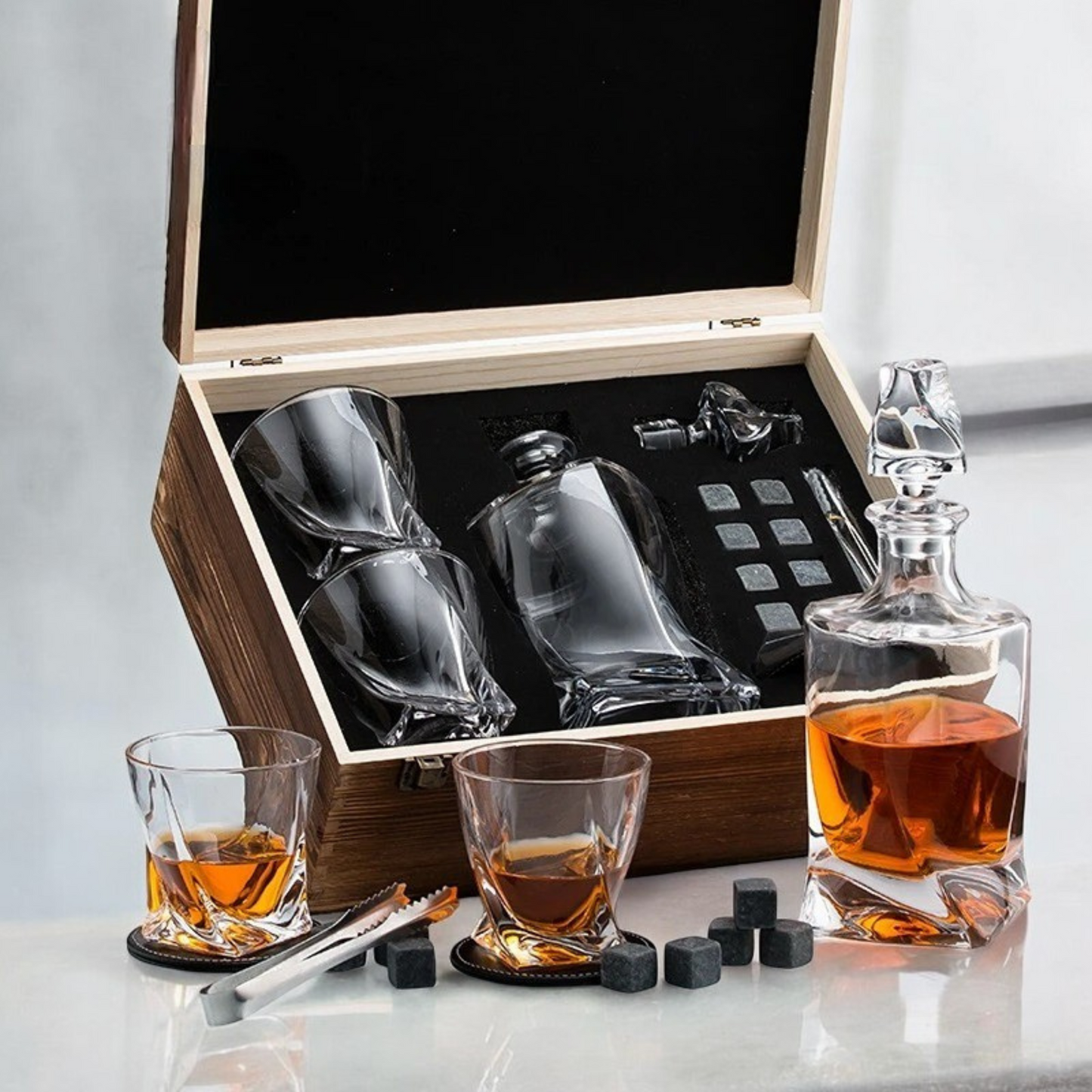 Whiskey Decanter Set With Box, Whiskey Glass, Liquor Bottle, Stone Cold, Gift Ideas For Men, Best Man Gift, Groomsman Proposal Gift