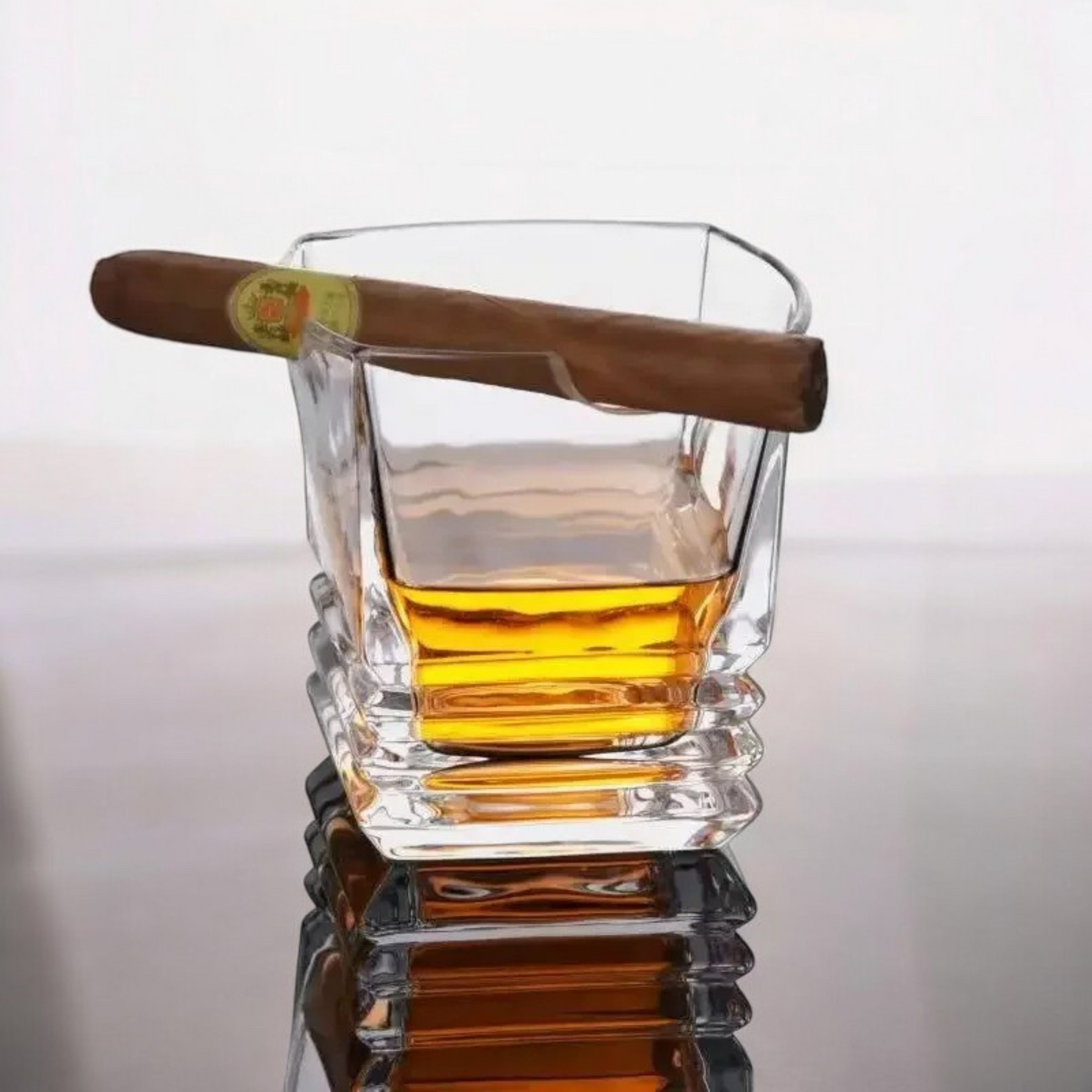 Fashion Whiskey Glass With Cigar Cup, Whiskey Glass, Whiskey And Cigar Lover, Great Gift For Men, Groomsmen Proposal