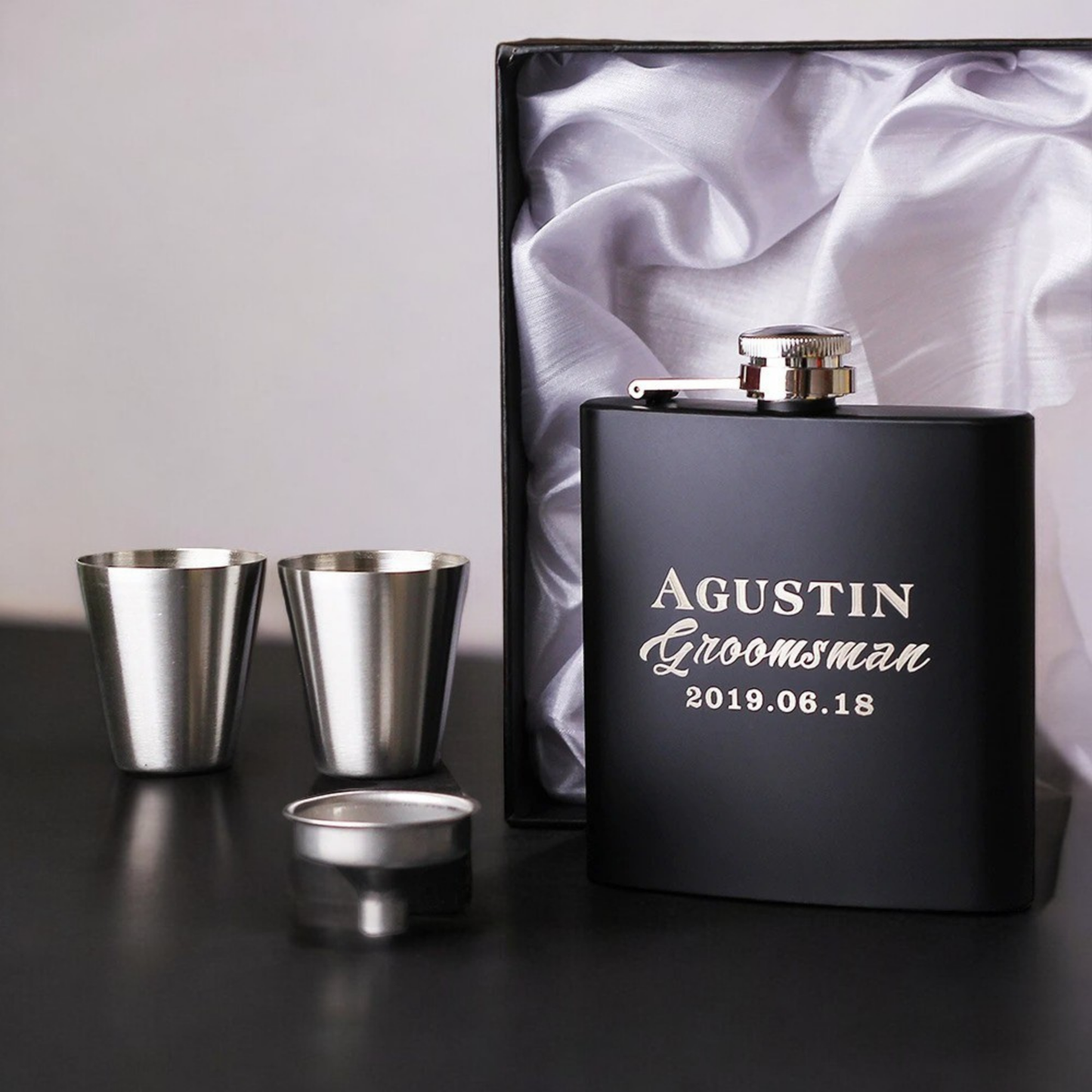 Custom Engraved Flask, Personalized Hip Flask, Groomsmen Gift Ideas, Monogrammed Flask, Personalized Gifts, Mens Gift Set, Whiskey Lovers